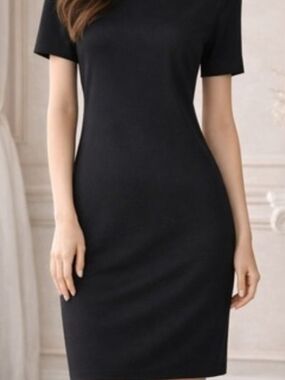 misook pleated stretch ponte dress Misook Luxestretch Ponte Sheath Knee-Length Dress